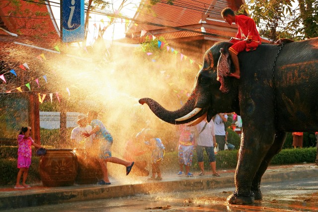 BANGKOK - APRIL 15: Songkran Festival is celebrated in a traditional New Year's Day from April 13 to 15.