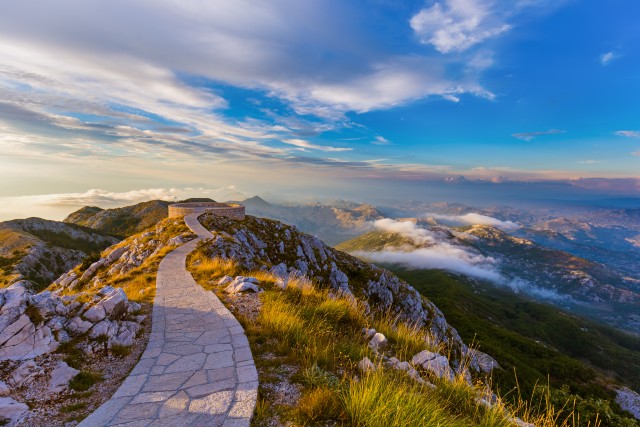 Lovcen Mountains National park at sunset in Montenegro