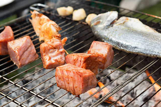 Delicious, fresh fish being on the BBQ in Portugal.