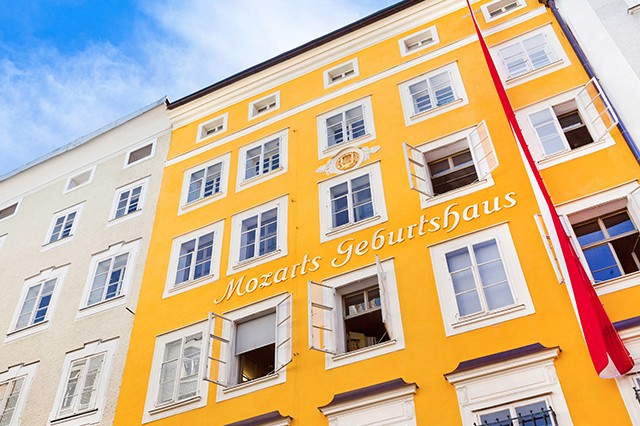 Birthplace of Wolfgang Amadeus Mozart in Salzburg, Austria