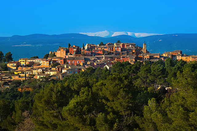 The colourful village of Roussillon, France.