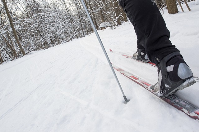 A man cross country skiing