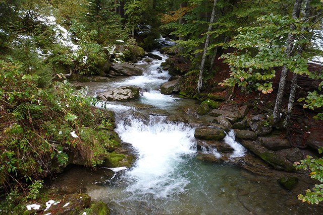 France Admire the majestic Ardent Waterfall situated high above Montriond village, halfway between Lake Montriond and Les Lindarets on Day 3 of our High Alps Walk.