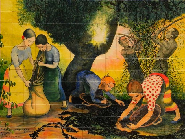 Ceramic mural 'The Olive Harvest' (juliuspaintings.co.uk)